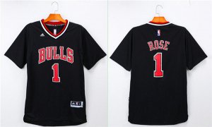 Maillot De Basket Chicago Bulls Derrick Rose 1 BULLS Manches Courtes Noir